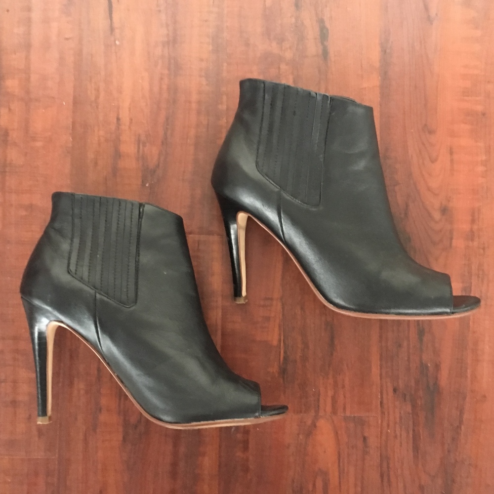 Black open-toe heel booties by Halogen 7.5